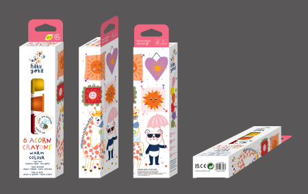 Set de 6 creioane cerate in forma de ghinda, Haku Yoka - culori calde [3]