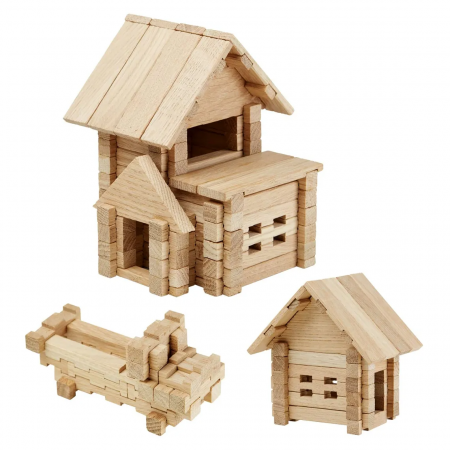 Set de construcție din lemn „Casă cu Garaj” 75 piese [1]
