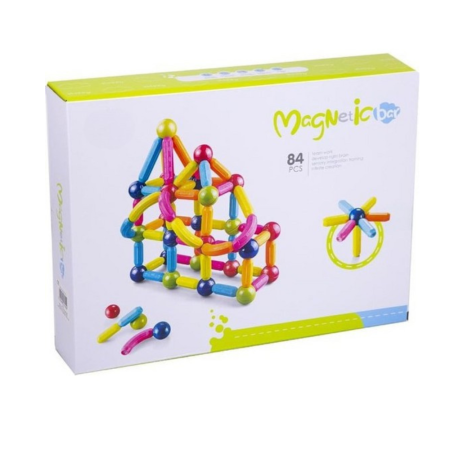 Jucarii creative - Set de constructie magnetic - Forme 3D (84 piese)
