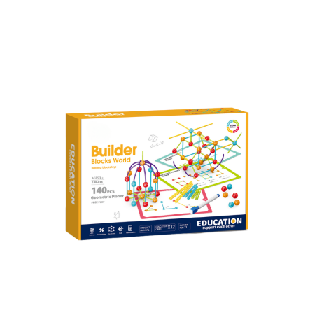 Jucarii creative - Set de constructie STEAM - Forme 3D ( 140 piese)
