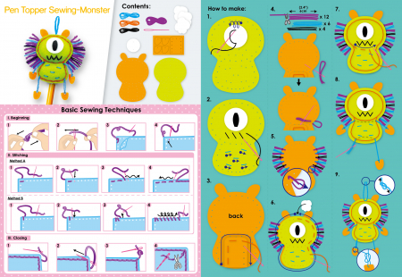 Set de cusut DIY - decoratiune topper pentru creion - Monstrulet [4]