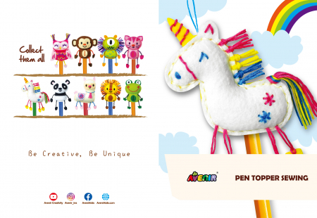 Set de cusut DIY - decoratiune topper pentru creion - Unicorn [3]