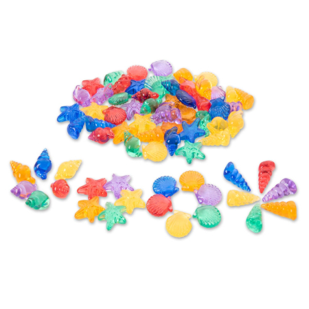 Jucarii 3-5 ani - Set de sortare, Scoici translucide colorate, 72 piese