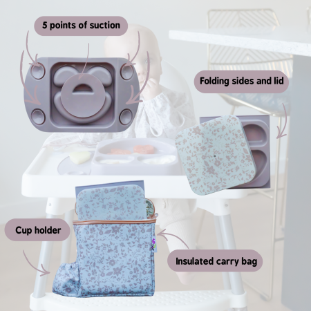 Set farfurie diversificare & gentuta gustare (sand/mauve) [2]