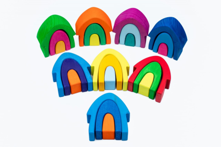 Sortatoare si stivuitoare - Set handmade Marc toys, Casuta din povesti Bleu