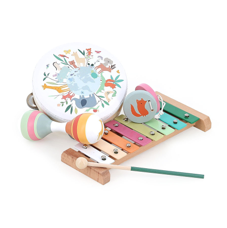 Jucarii creative - Set Instrumente Muzicale din lemn - Lumea animalelor Sarah Betz - Vilac
