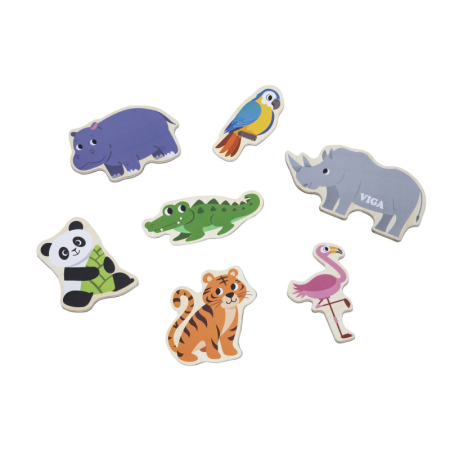 Jucarii creative - Set magnetic Animale salbatice din lemn (20 piese), Viga