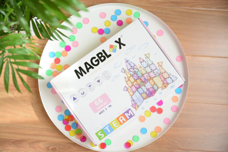 Set magnetic Magblox - 66 piese magnetice de constructie PASTEL transparente [4]