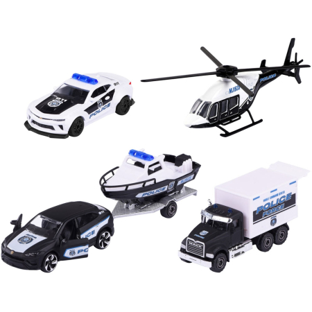 Set masinute Majorette Police Force cu 5 vehicule de interventie [0]