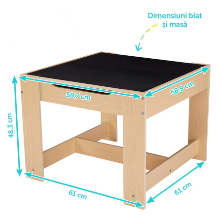 Set masuta si 2 scaune , lemn natur, U-Grow [3]