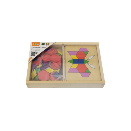 Forme si culori - Set mozaic Tangram din lemn cu modele, Viga