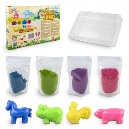 Set Nisip Kinetic 4 culori cu accesorii - Ferma [1]