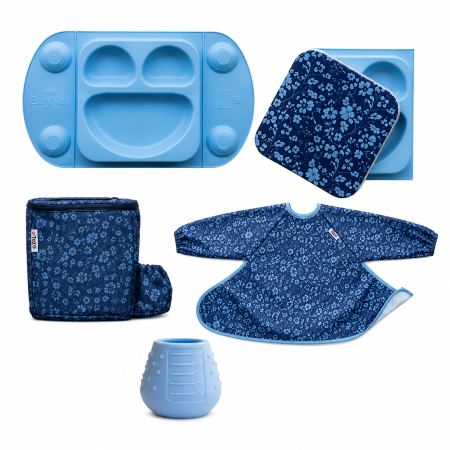 Mama si copilul - Set premium diversificare - Fleur Jardin (albastru)