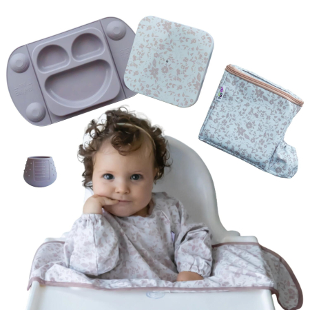 Mama si copilul - Set premium diversificare - Fleur Jardin (sand/mauve)
