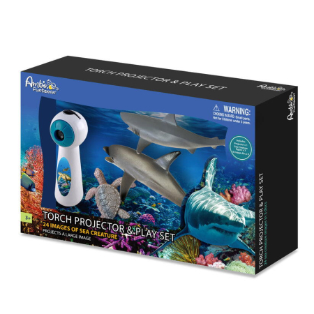 23 cm0.421 kg3-5 ani - Set proiector tip lanterna & 3 figurine - Animalute marine