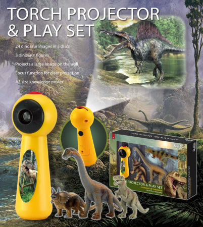 Set proiector tip lanterna & 3 figurine - Dinozauri [1]