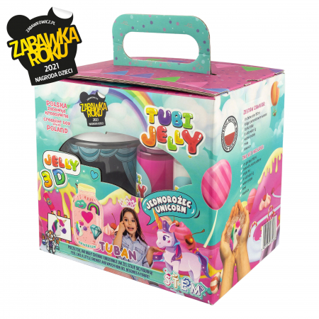 Jucării științifice și experimente - SET TUBI JELLY (gel modelator) cu 6 culori si acvariu mic ,   UNICORN