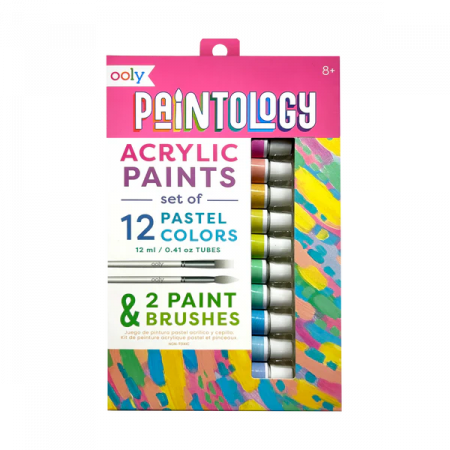 Set vopsele acrilice Paintology, 12 culori pastel si 2 pensule [1]