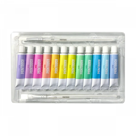 Set vopsele acrilice Paintology, 12 culori pastel si 2 pensule [3]