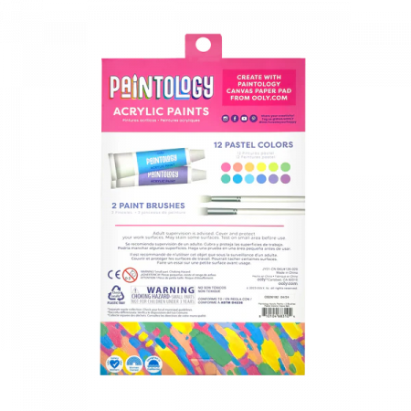 Set vopsele acrilice Paintology, 12 culori pastel si 2 pensule [2]