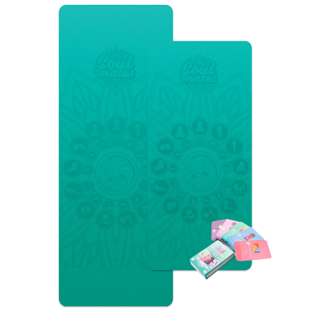 Jucarii de exterior - Set Yoga Mama-Copil, saltele asortate si carduri incluse - Earth, turcoaz