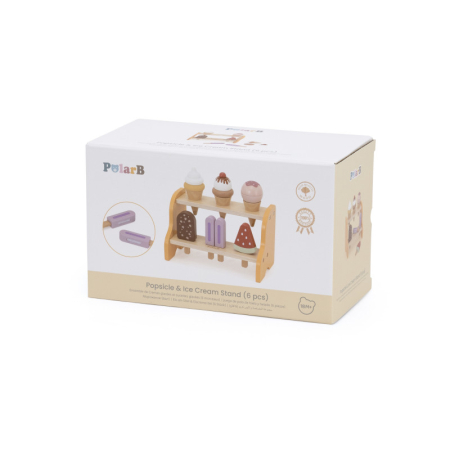 Jucarii de rol - Stand inghetata pe bat din lemn (6 piese), PolarB Viga