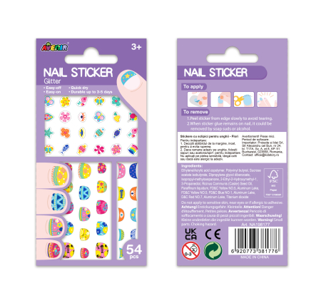 Stickere pentru unghii cu sclipici - Flori [4]