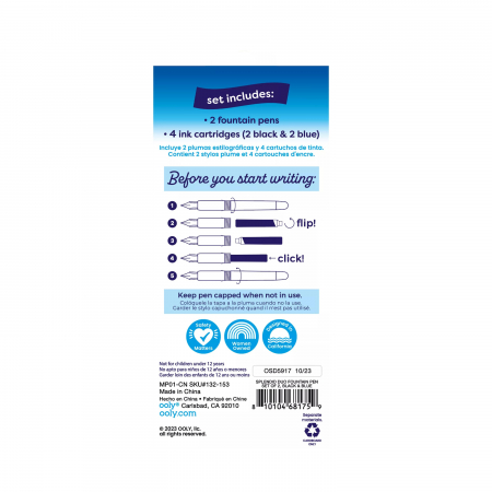 Stilouri Splendid Duo - set de 2 stilouri cu 4 rezerve de cerneala albastra si neagra [4]