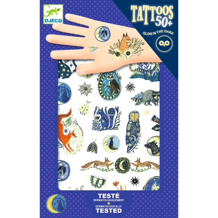 Bijuterii fantezie - Tatuaje temporare fosforescente Animale nocturne, Djeco