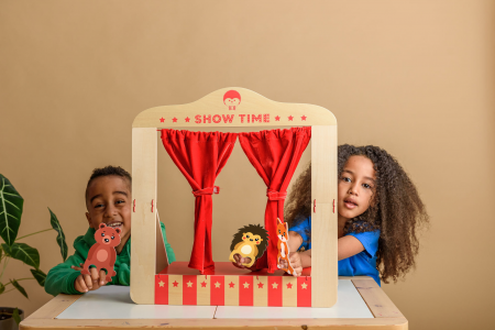 Teatru de papusi din lemn pentru masa, pliabil, cu figurine incluse Kipod [2]