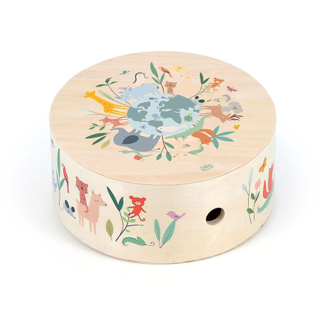 Jucarii creative - Toba cajon din lemn - Design animale - Vilac