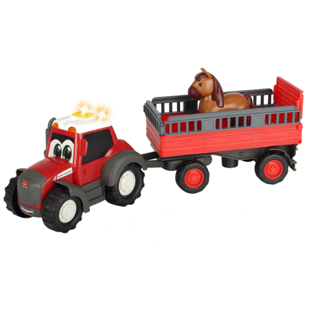 Tractor Dickie Toys Happy Ferguson Animal Trailer cu remorca si figurina [0]