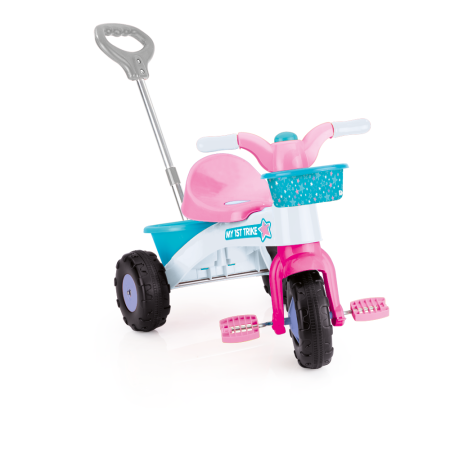 Vehicule - Tricicleta roz cu maner - My first trike