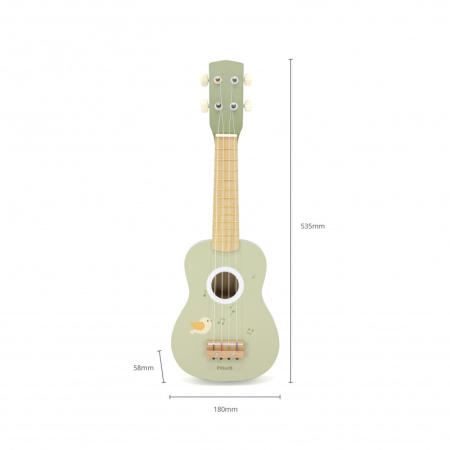 Noutati - Ukulele verde din lemn pentru copii, jucarie muzicala Montessori