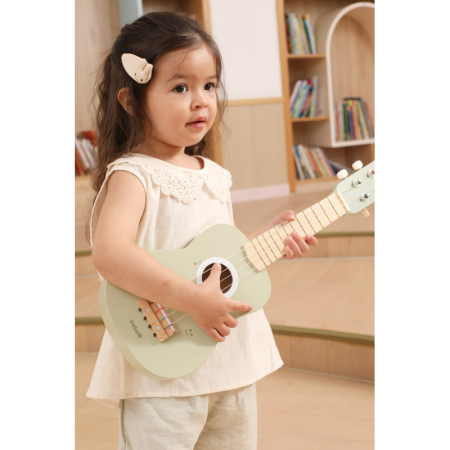 Ukulele verde din lemn pentru copii, jucarie muzicala Montessori [5]