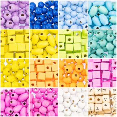 Kit creativ Mega DIY - coliere și brățări cu mărgele din lemn, 600 piese+ [1]