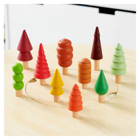 Woodland Trees, set 10 copaci colorati din lemn, TickiT [2]