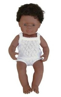 Baby afroamerican baiat Miniland 38 cm
