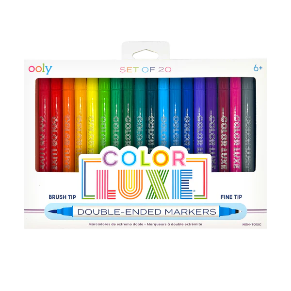 Carioci 2 in 1 cu  pensula si varf fin, Color Luxe-set de 20 [1]