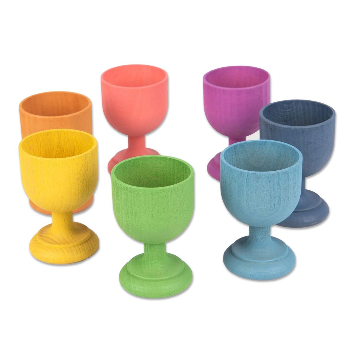 Cupe colorate din lemn, set 7 buc., TickiT