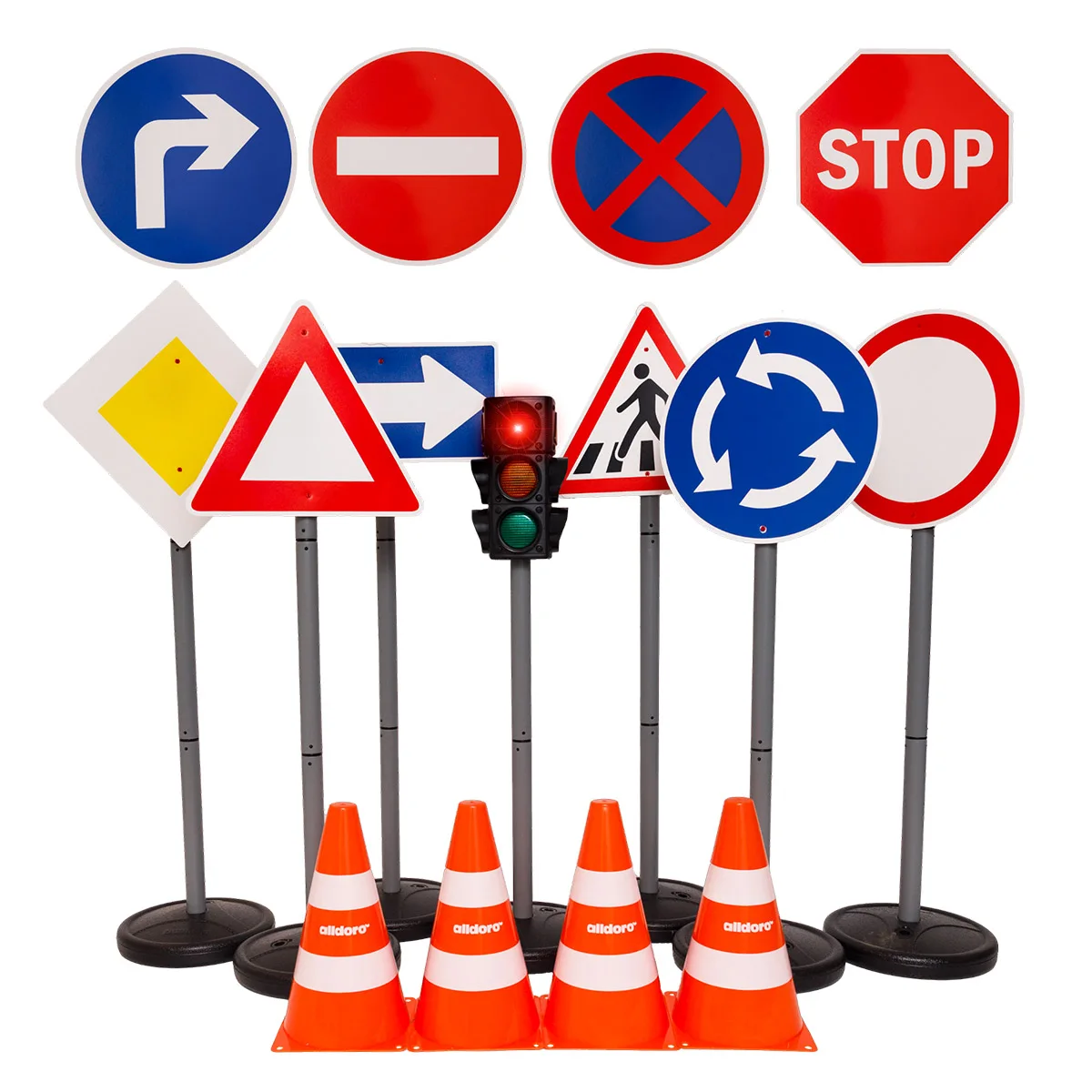 Educatie rutiera, set cu semafor si indicatoare XXL