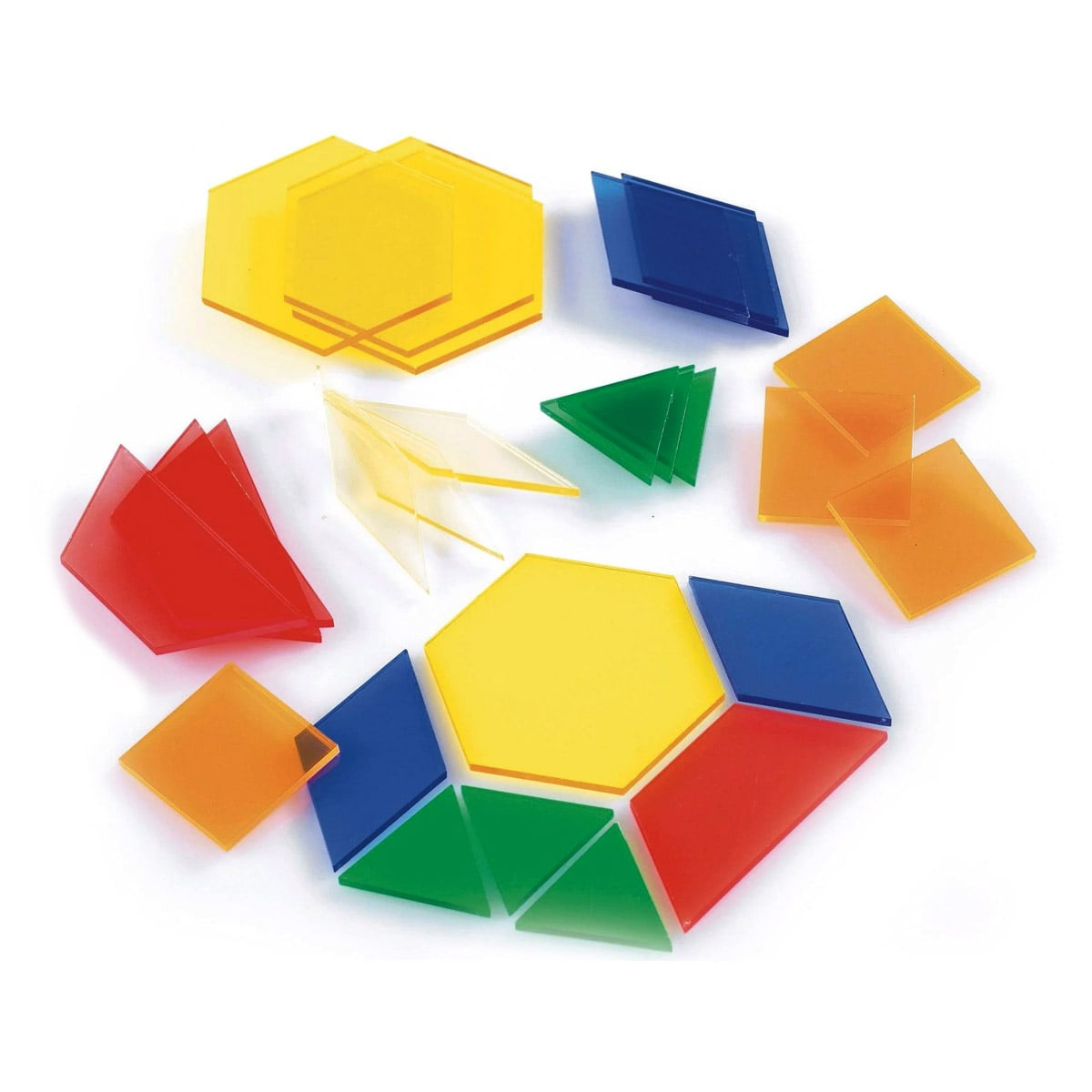 Forme geometrice translucide colorate, 245 piese