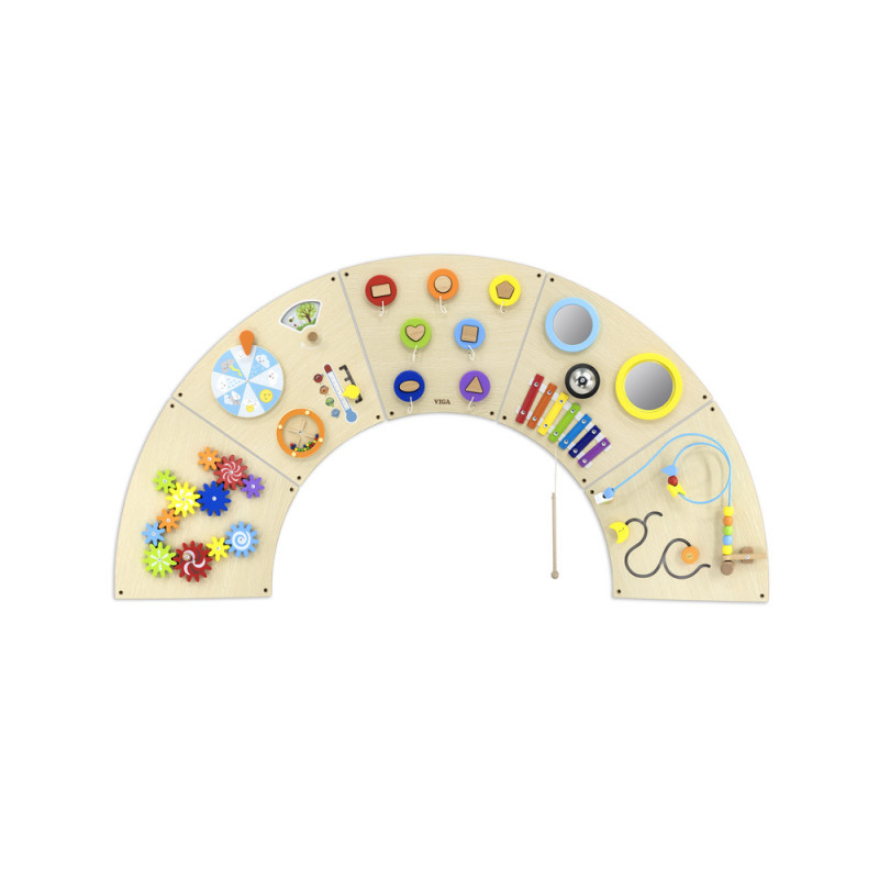 Jucarie de perete senzoriala Curcubeu cu 12 Activitati, Viga