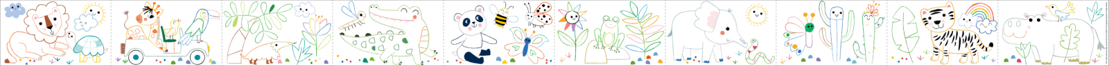 Kit rola de desenat - 2 m, include stickere si 4 creioane colorate cerate, Safari - Haku Yoka [6]