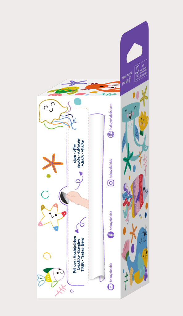 Kit rola de desenat pe numere - 2 m, include 4 creioane colorate cerate, Subacvatic - Haku Yoka [3]