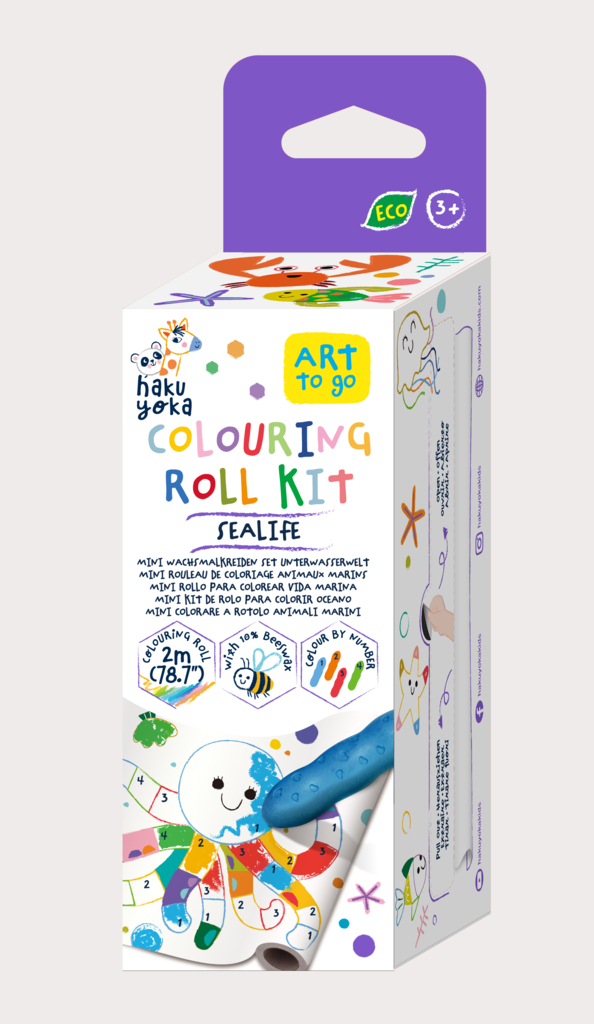 Kit rola de desenat pe numere - 2 m, include 4 creioane colorate cerate, Subacvatic - Haku Yoka [1]