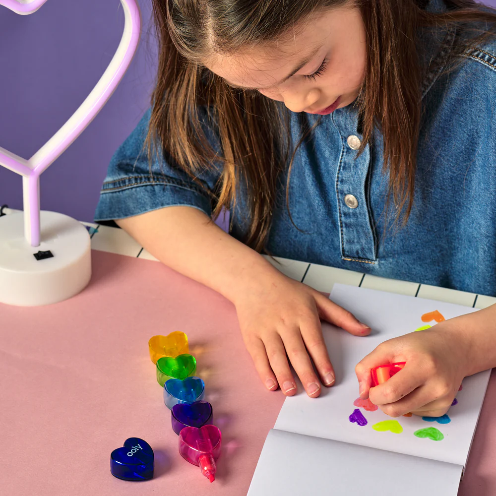 Markere intercalabile Inimioare - set 6 culori neon - Heart [11]