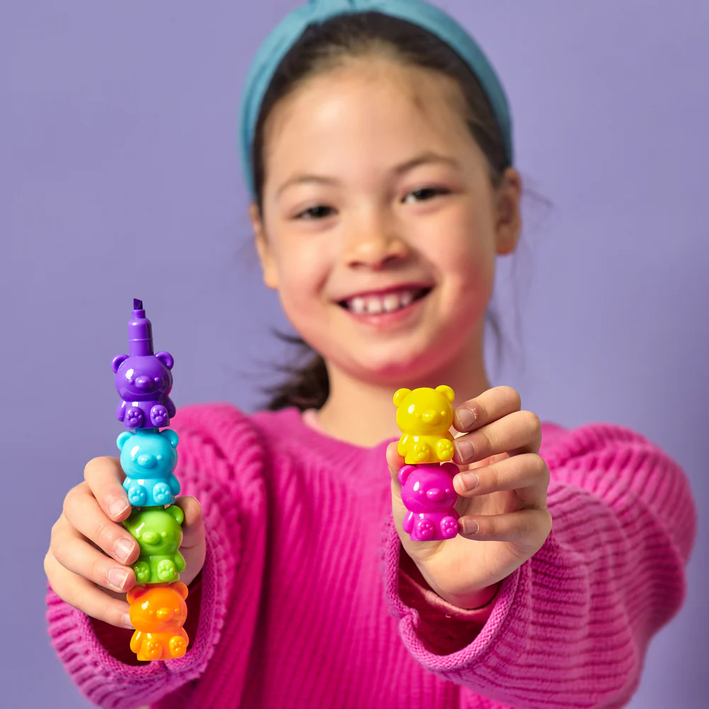 Markere intercalabile Ursuleți - set 5 culori neon - Bear Besties [10]