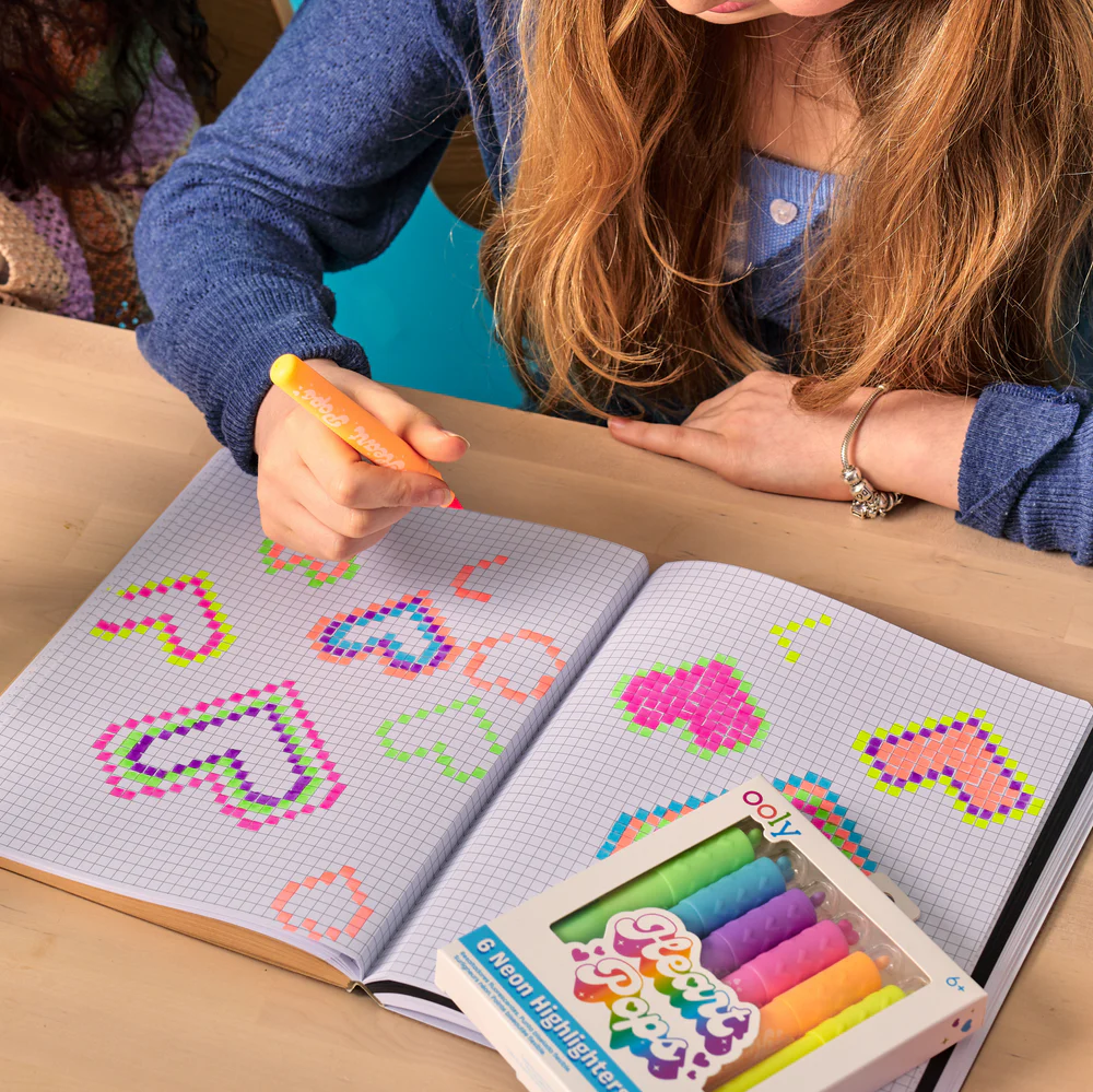 Markere - set 6 culori neon - Inimioare, Heart Pops [6]