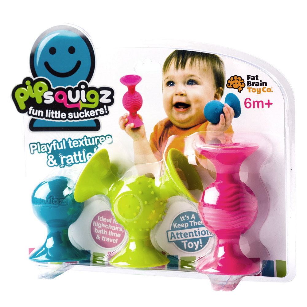 pipSquigz - Set 3 jucarii senzoriale cu ventuze pentru bebelusi